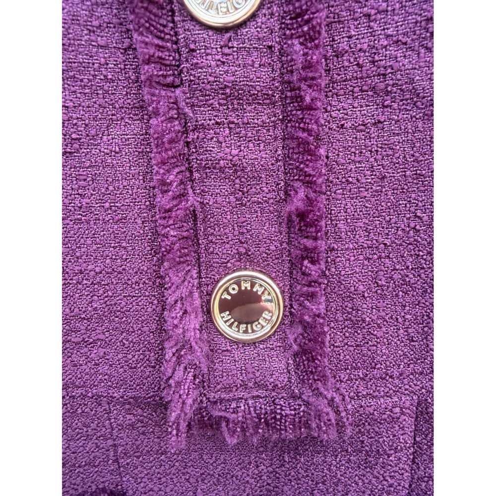 tommy hilfiger tweed dress 4 nwt gold button purple fringe work sheath preppy - Picture 7 of 9